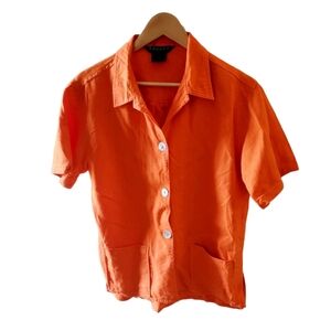 Outfit JPR Vintage Tennessee Orange 100% Linen Button Up Blouse Size Small